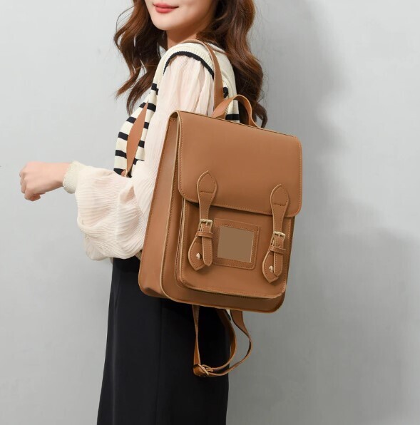 Preppy Vintage Style PU Leather Backpacks