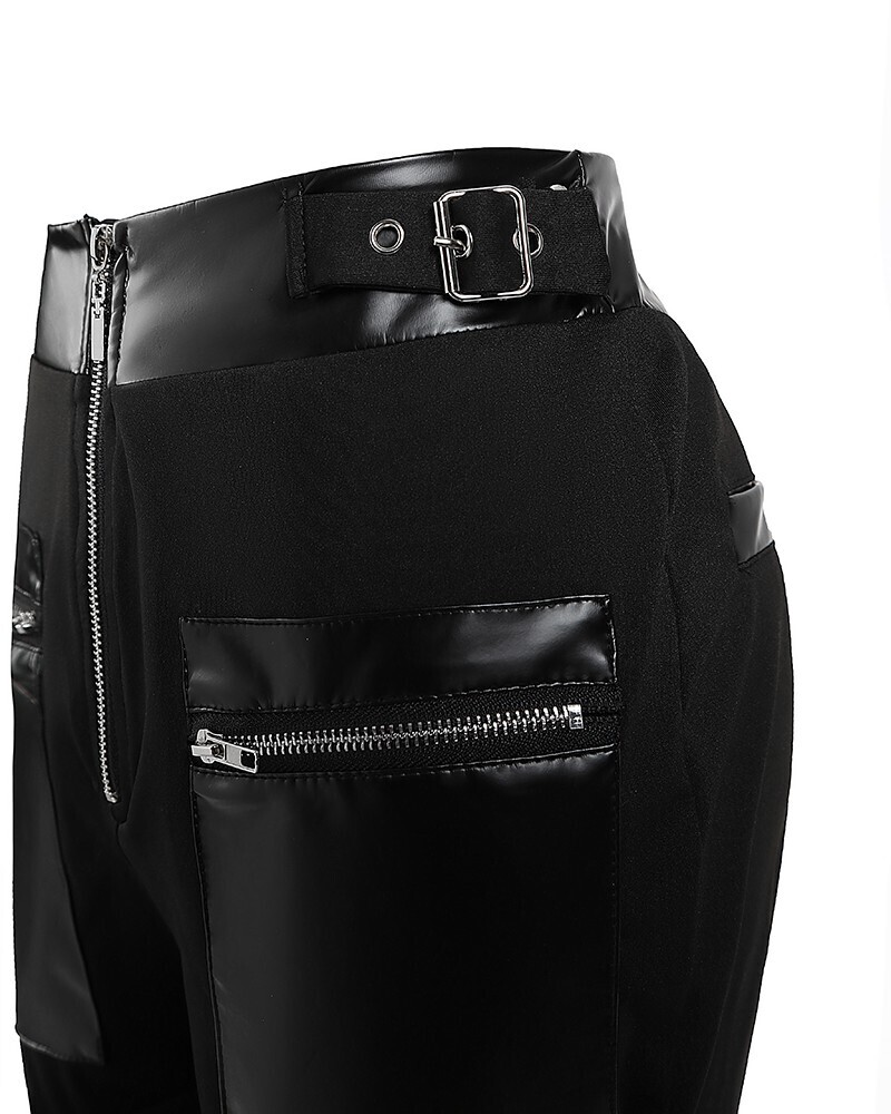 Gothic Punk Buckled High Waist Zipper Pants