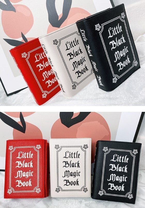 Lettering Print Black Magic Book Design Goth Bag
