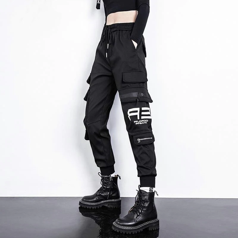 High Waist Elastic Women Cargo pants