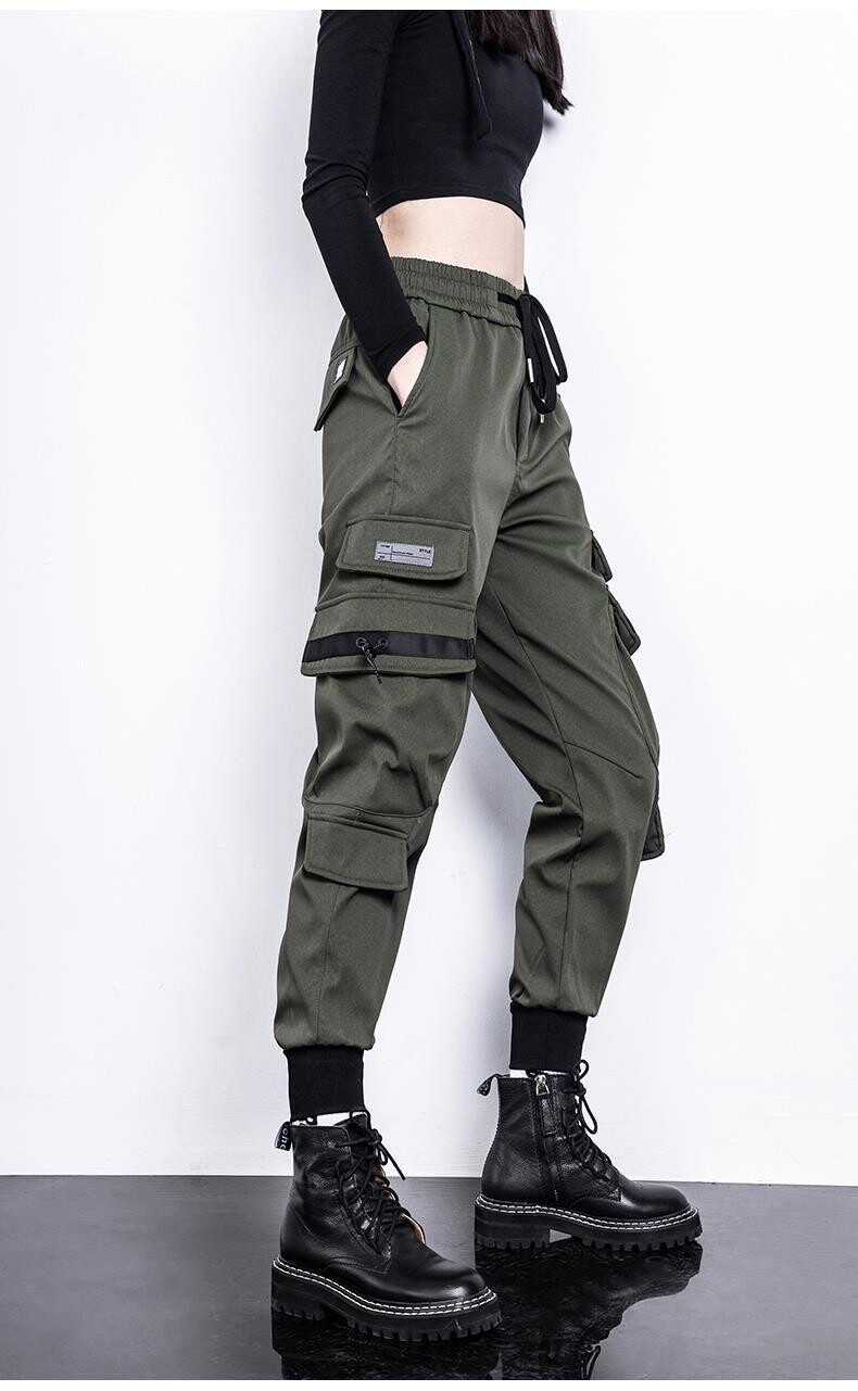 High Waist Elastic Women Cargo pants