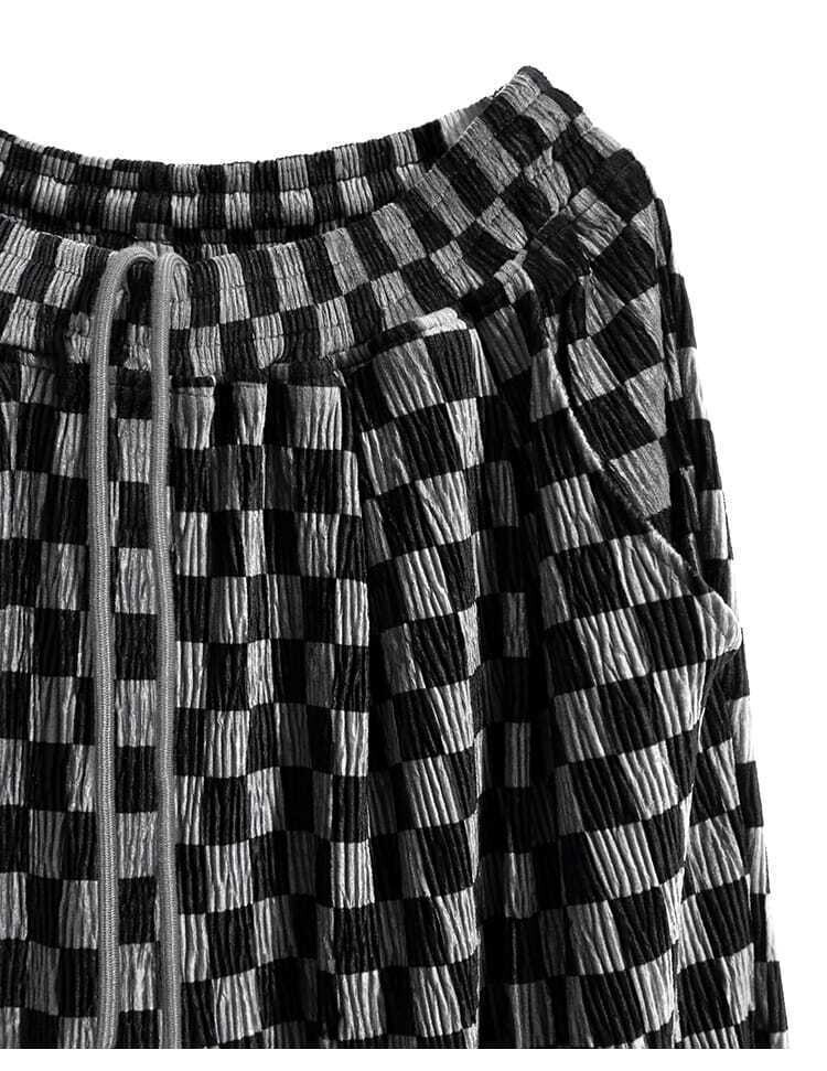 Plaid Loose High Waist Wide Leg Pants
