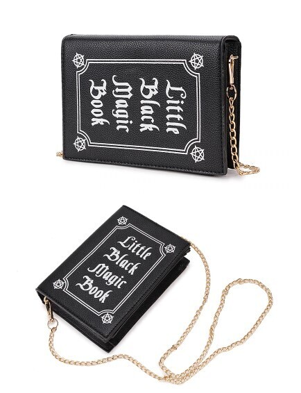 Lettering Print Black Magic Book Design Goth Bag