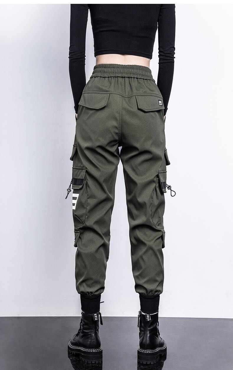 High Waist Elastic Women Cargo pants