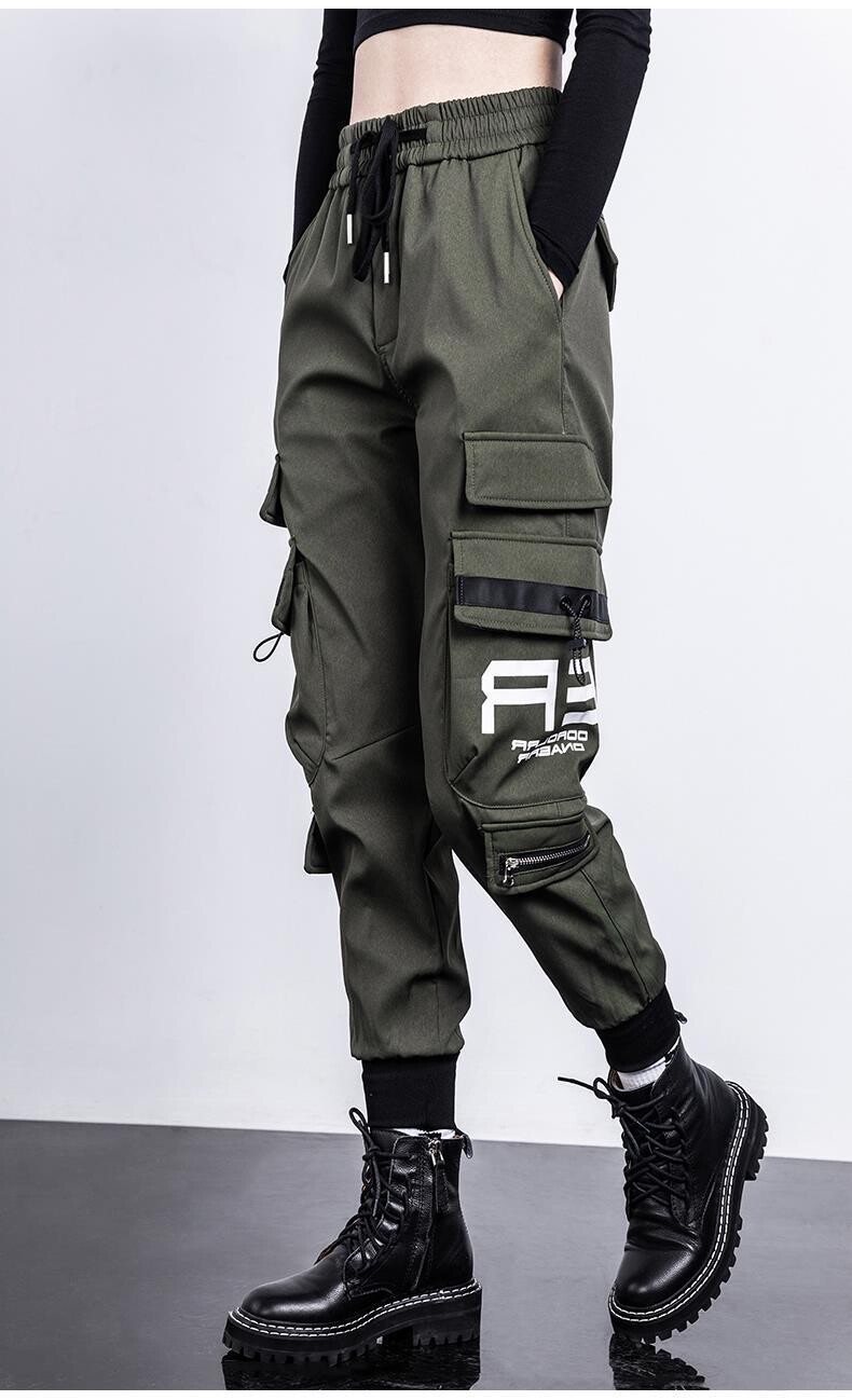 High Waist Elastic Women Cargo pants