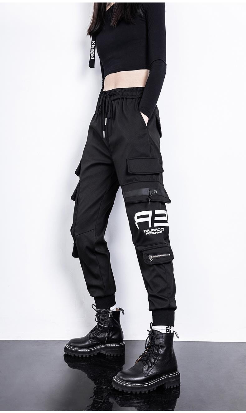 High Waist Elastic Women Cargo pants