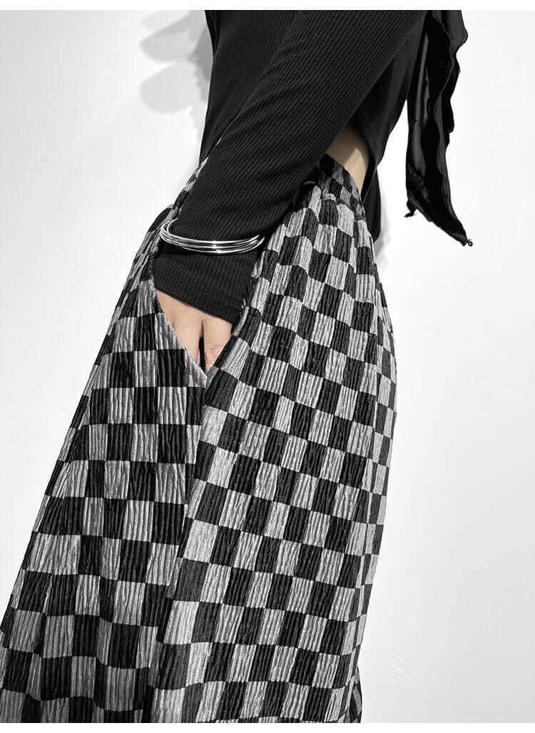 Plaid Loose High Waist Wide Leg Pants