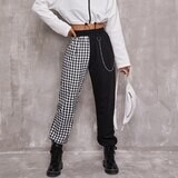 High Waist Chain Plaid Trousers