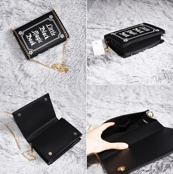 Lettering Print Black Magic Book Design Goth Bag