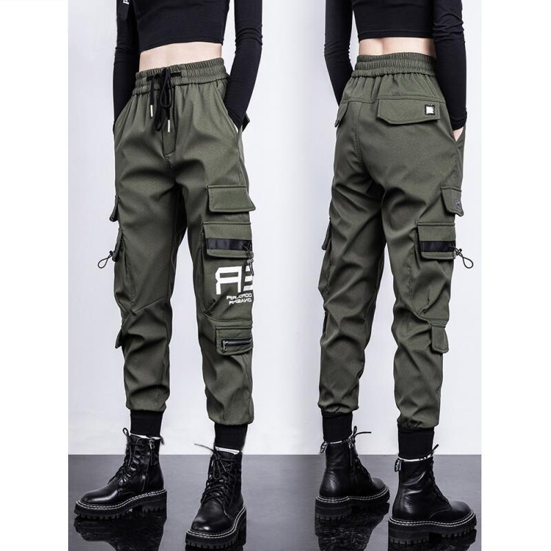 High Waist Elastic Women Cargo pants