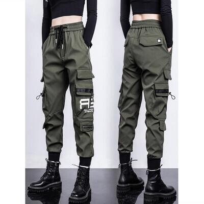 High Waist Elastic Women Cargo pants