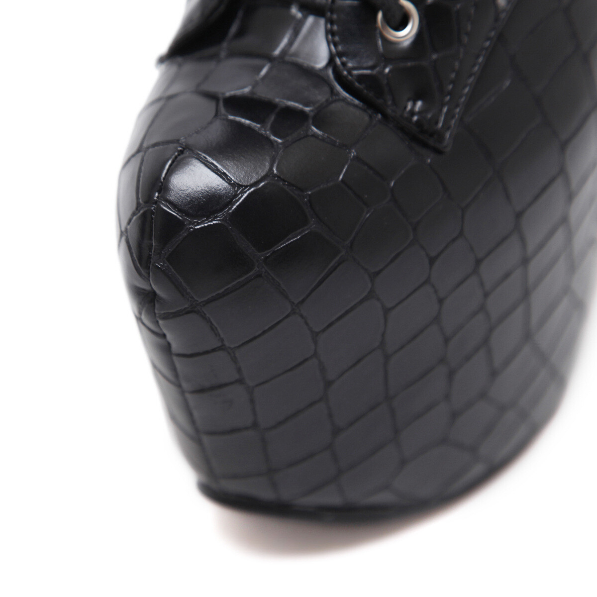 Black Studded Lace up Punk Rock High Heels Boots