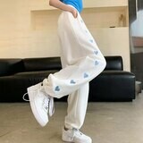 Korean Style Heart Pattern Elastic-waisted Pants