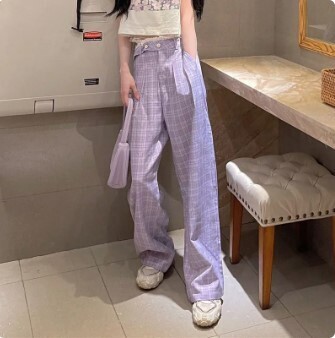 Y2k Purple Plaid Kawaii Pants