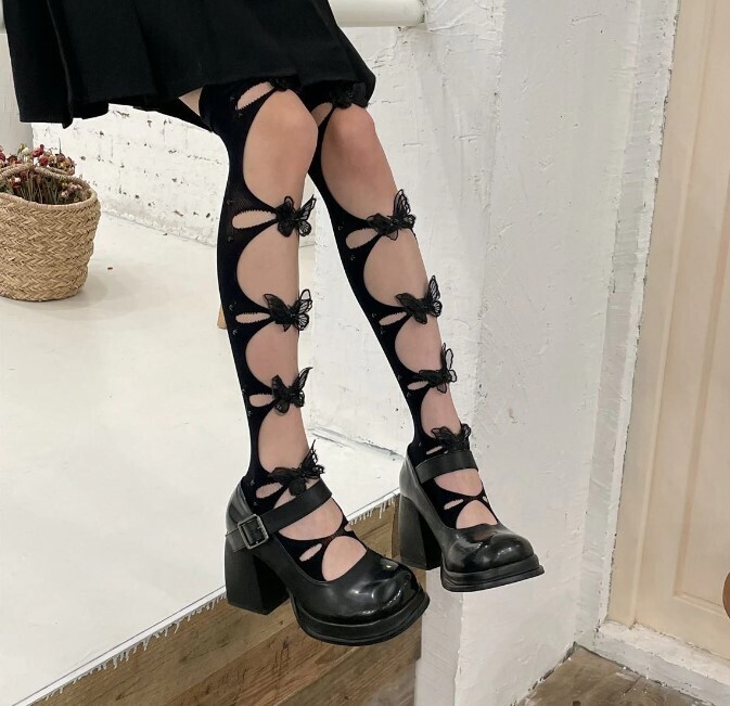 Lace 3D Butterfly Lolita ThighHigh Knee Socks
