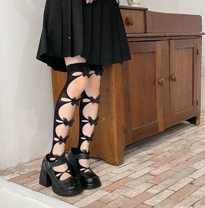 Lace 3D Butterfly Lolita ThighHigh Knee Socks