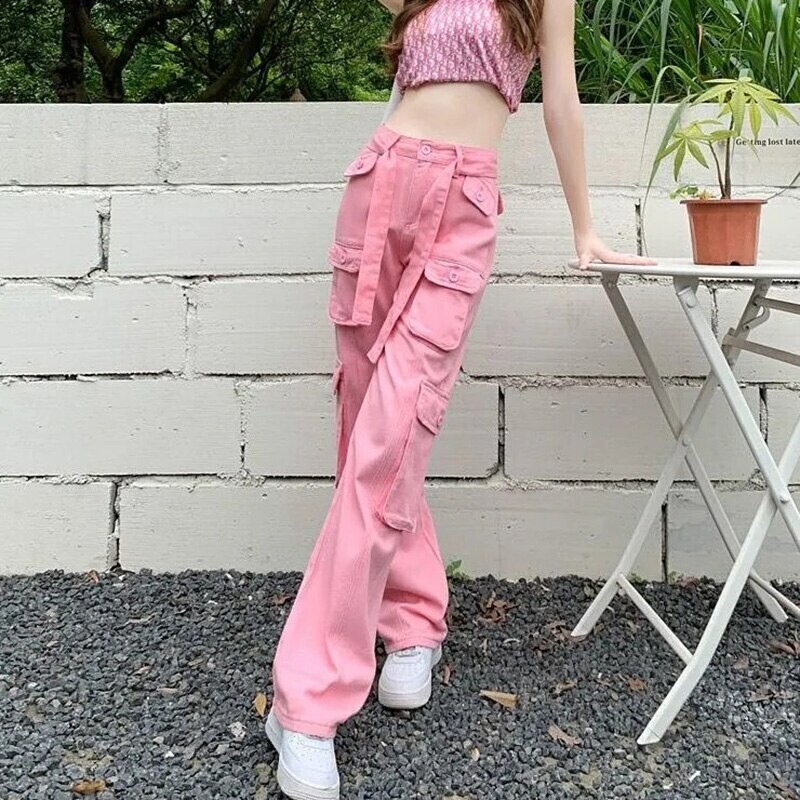 Y2k Korean Style Pink Fashion Cargo Pants