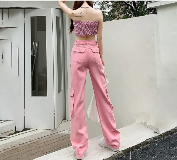 Y2k Korean Style Pink Fashion Cargo Pants