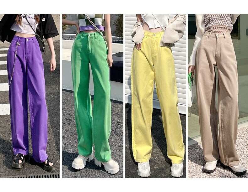 High Waist Casual Korean Denim Aesthetic Pants