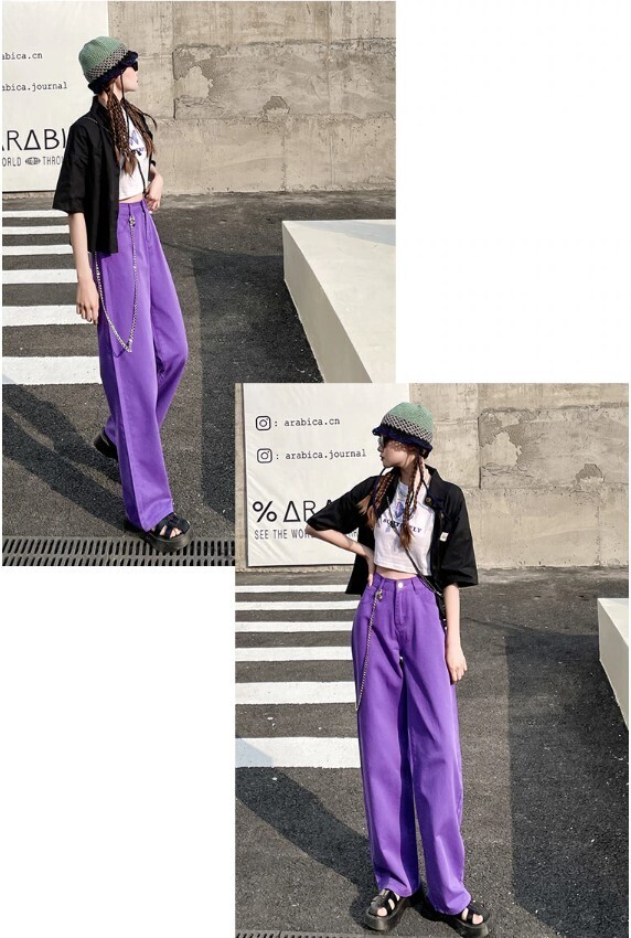 High Waist Casual Korean Denim Aesthetic Pants