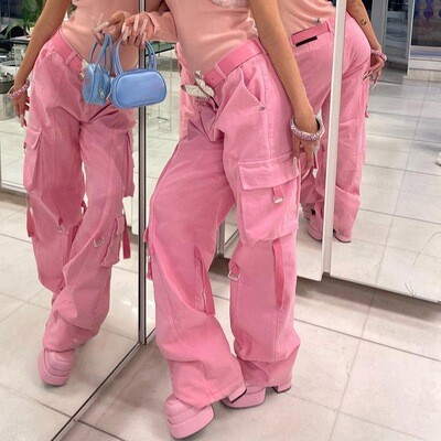 Y2k Aesthetic Vintage Pink Cargo Pants