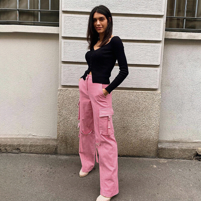 Y2k Aesthetic Vintage Pink Cargo Pants