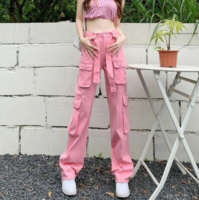 Y2k Korean Style Pink Fashion Cargo Pants