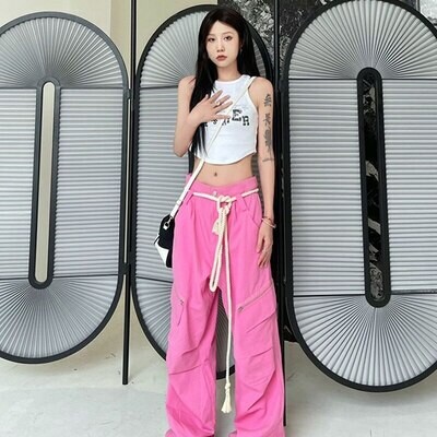 High-Waist Drawstring Y2k Baggy Pants