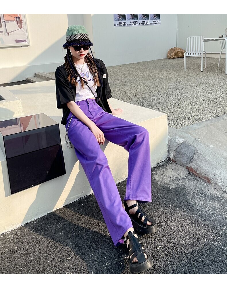 High Waist Casual Korean Denim Aesthetic Pants