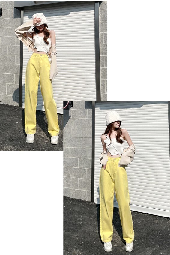 High Waist Casual Korean Denim Aesthetic Pants