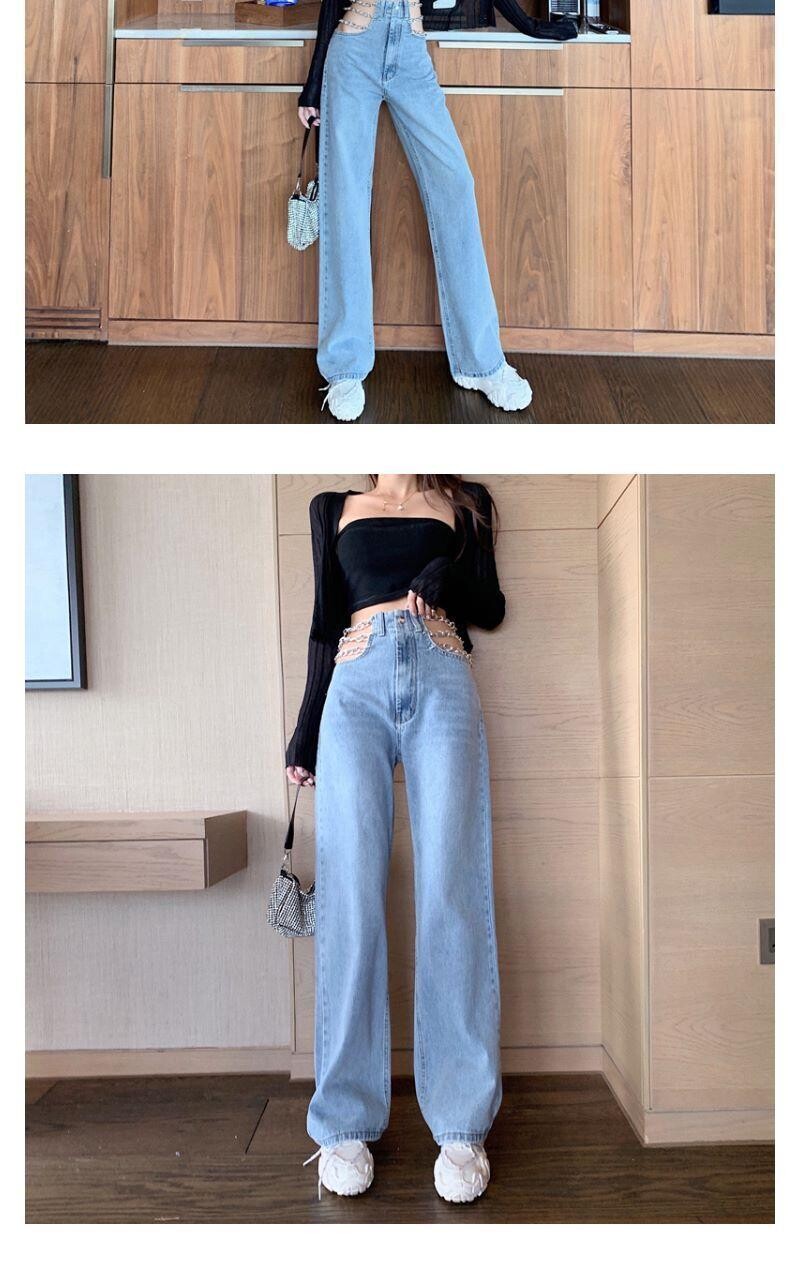 Sexy Chain Streetwear High Waist Denim Pants