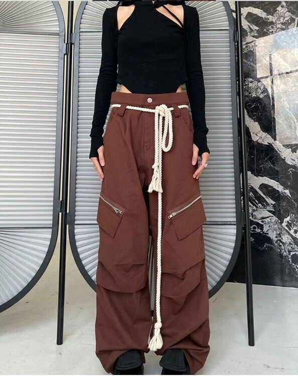 High-Waist Drawstring Y2k Baggy Pants