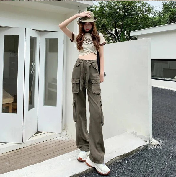 Y2k Korean Style Pink Fashion Cargo Pants