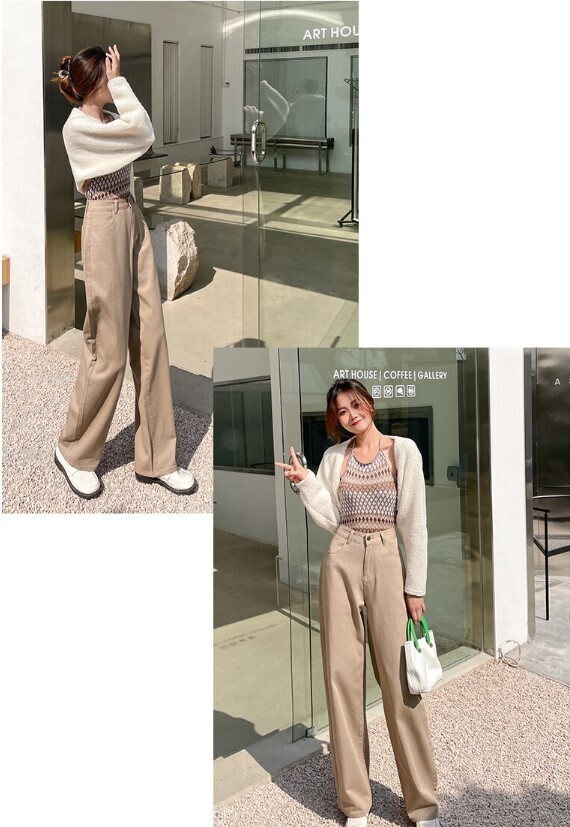 High Waist Casual Korean Denim Aesthetic Pants