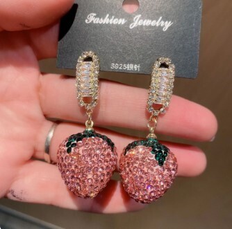 Beautiful Rhinestone Strawberry Earrings