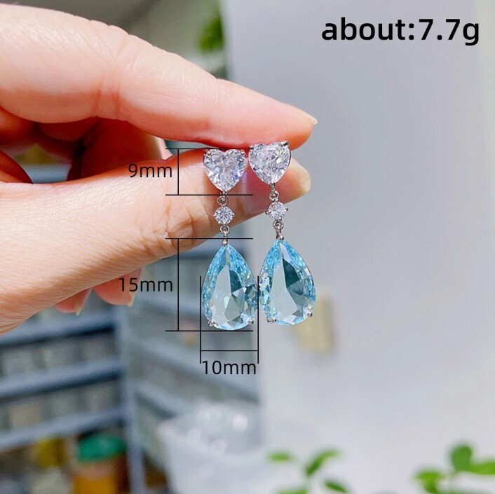 Blue and Green Cubic Zirconia Dangle Earrings