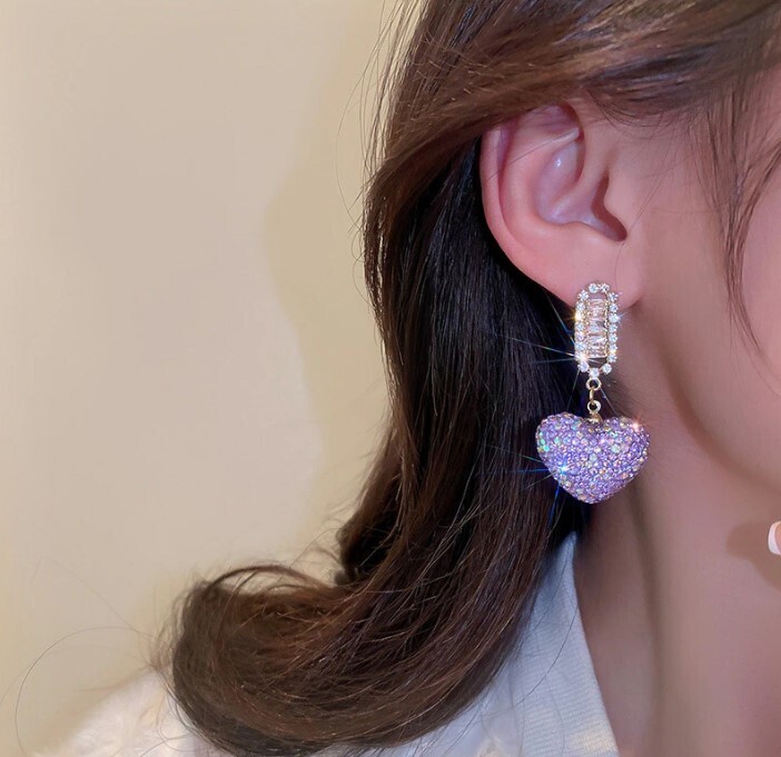 Beautiful Crystal Heart Earrings