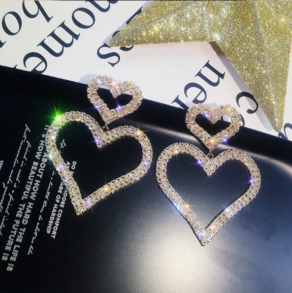 Luxury Rhinestone Heart Earrings