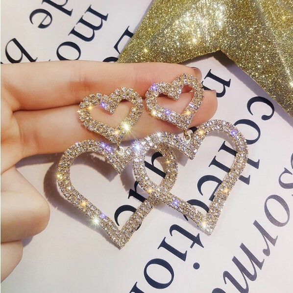 Luxury Rhinestone Heart Earrings