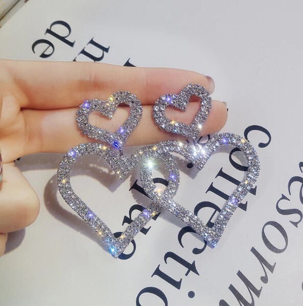 Luxury Rhinestone Heart Earrings