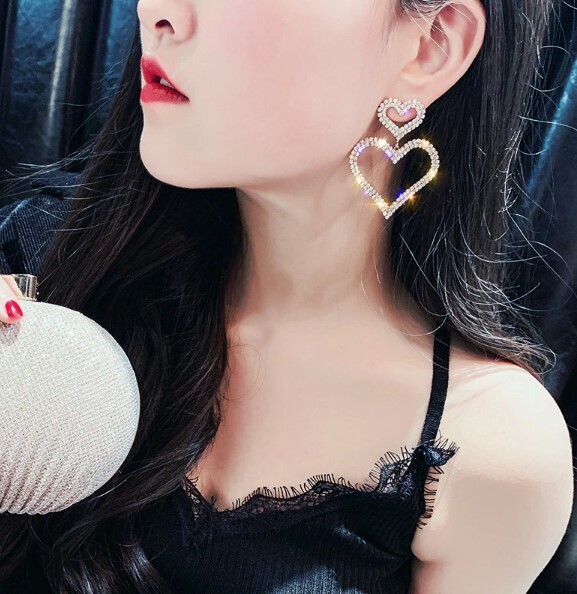 Luxury Rhinestone Heart Earrings