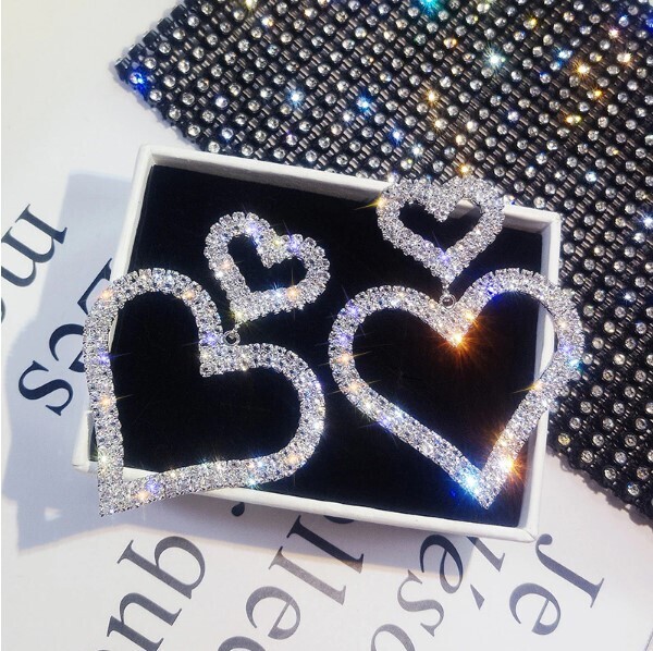 Luxury Rhinestone Heart Earrings