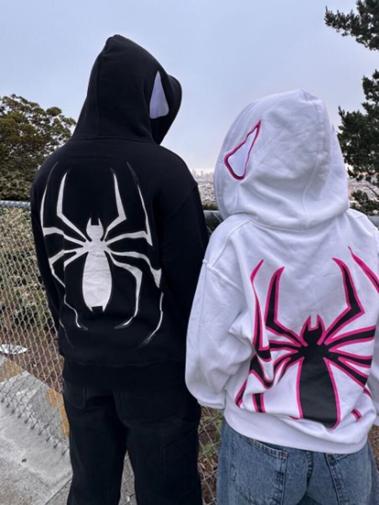 Y2k Spider Punk Zip Up Over Size Hoodies