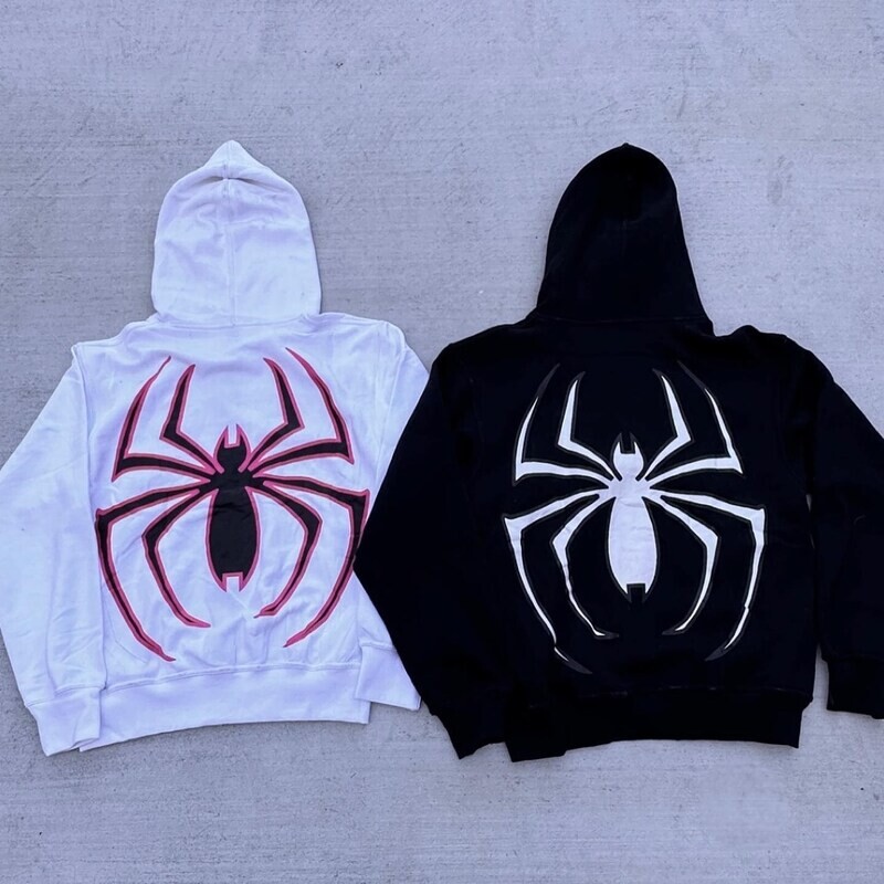 Y2k Spider Punk Zip Up Over Size Hoodies