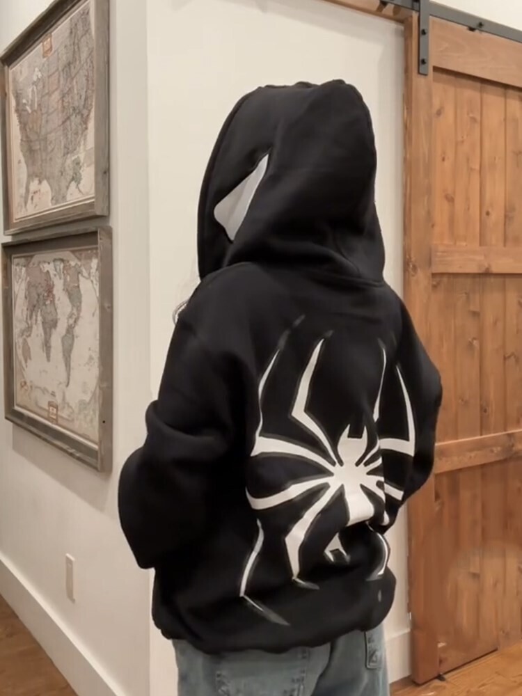Y2k Spider Punk Zip Up Over Size Hoodies
