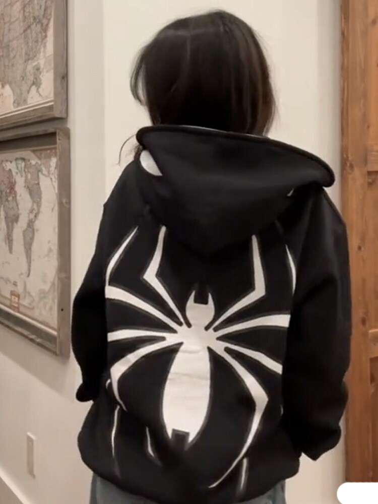 Y2k Spider Punk Zip Up Over Size Hoodies