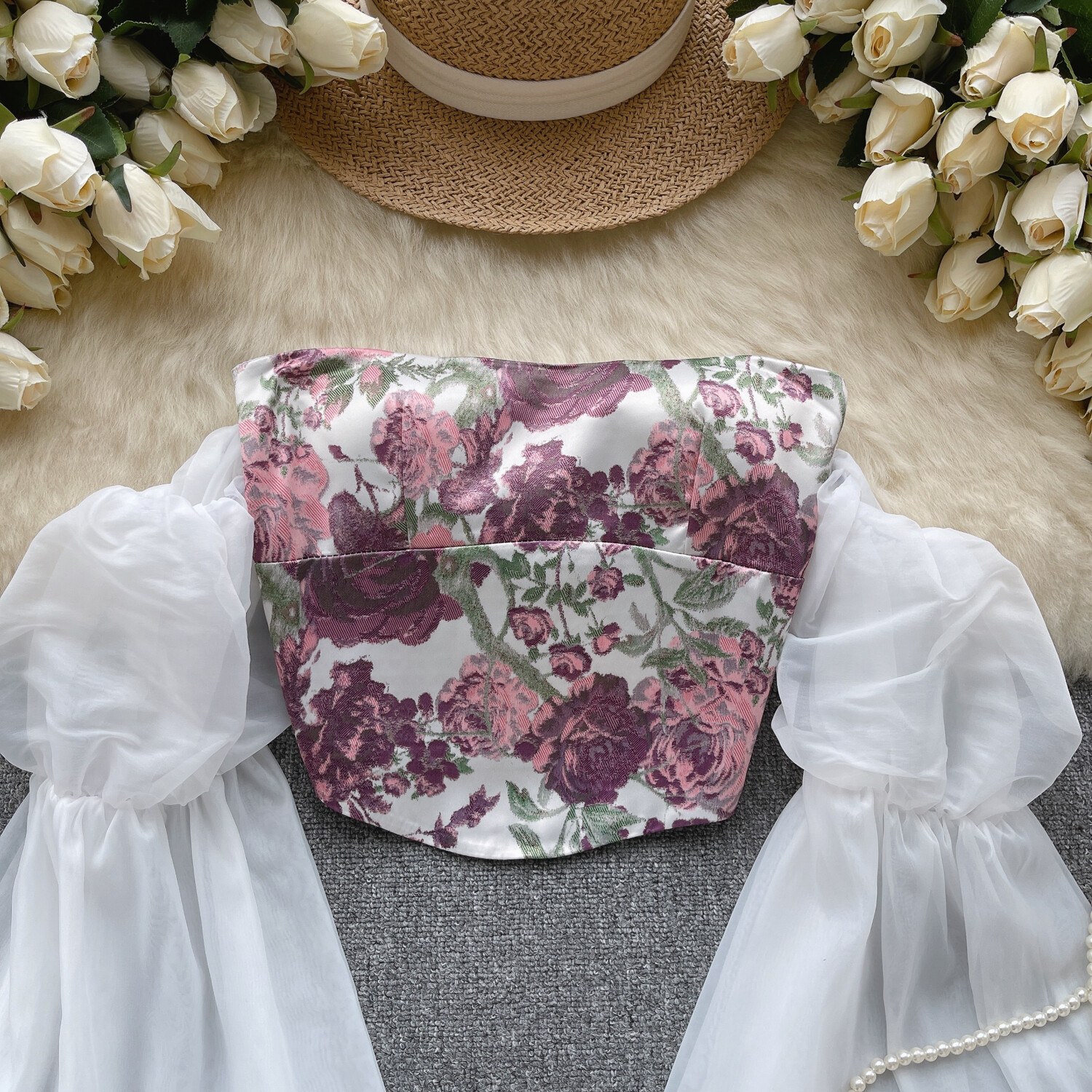Chic Mesh Patchwork Corset Bustier Top