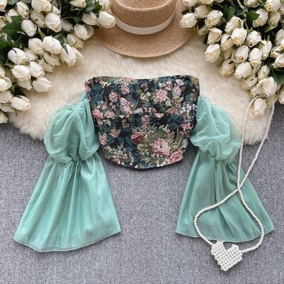 Chic Mesh Patchwork Corset Bustier Top