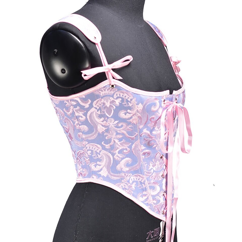 Vintage Lace Up Overbust Corset Crop Top