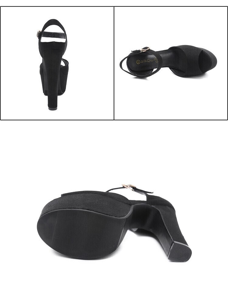 Black Buckle Strap Women Ankle Strap Sandals